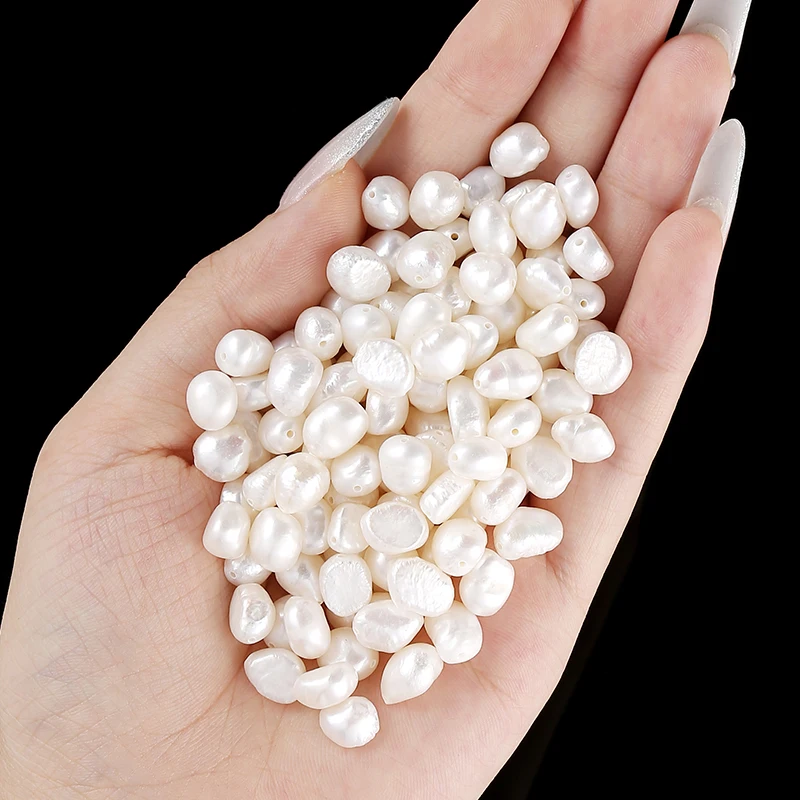 10Pcs 5A High Luster Two-Side Gloss Freshwater Pearl Loose Beads Smooth Surface Irregular Pearl for Jewelry Making Accessories