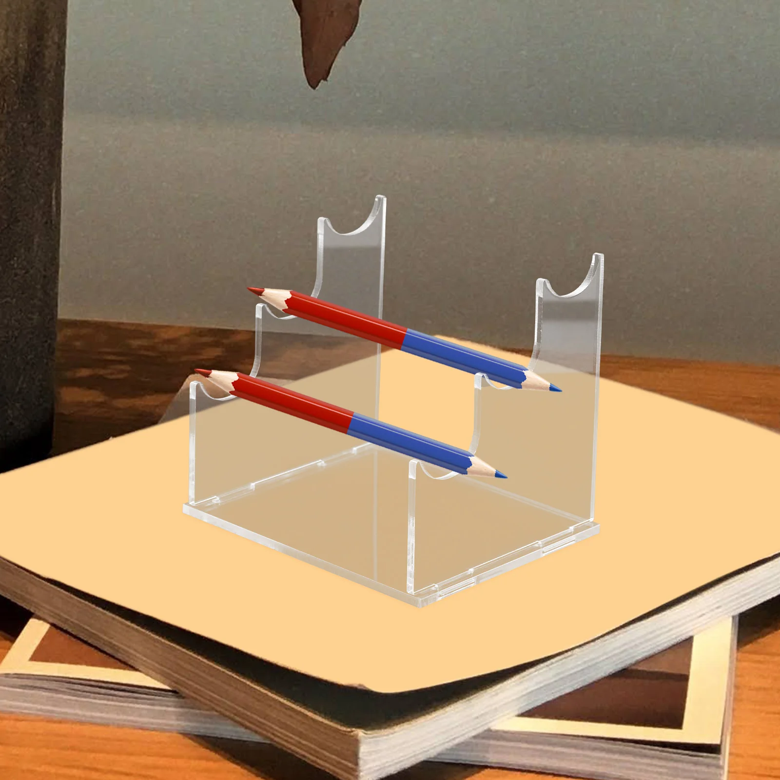 

3-Tier Acrylic Pen Holder Display Stand for Home Office School Storage Rack Organizer Transparent Stationery Holder