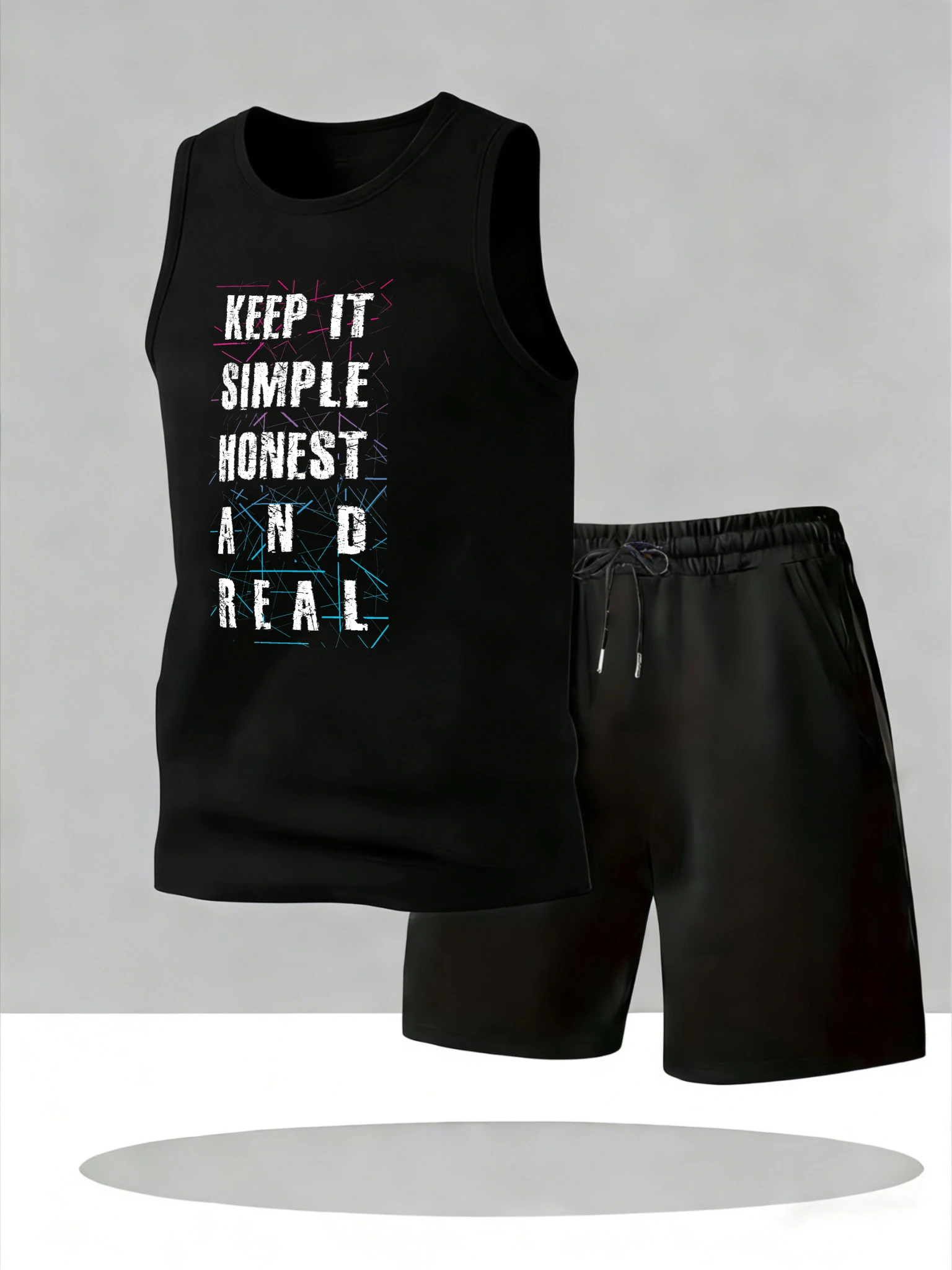 

Men's Tank Top Sets 2026 Summer Quick drying Sportswear Breathable oversize crewneck running sports two-piece sports seaside