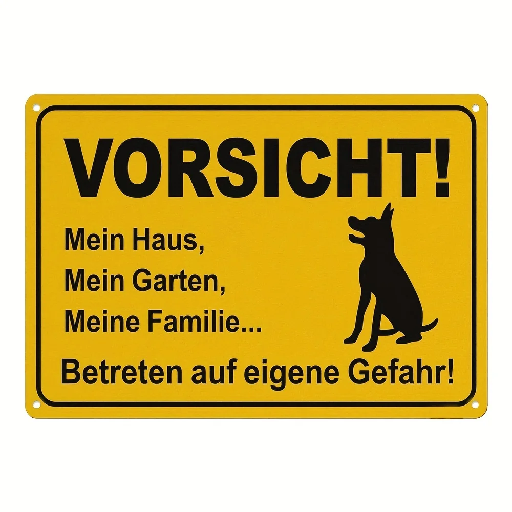 Metal Tin Signs, Warning Dog Sign, with German 