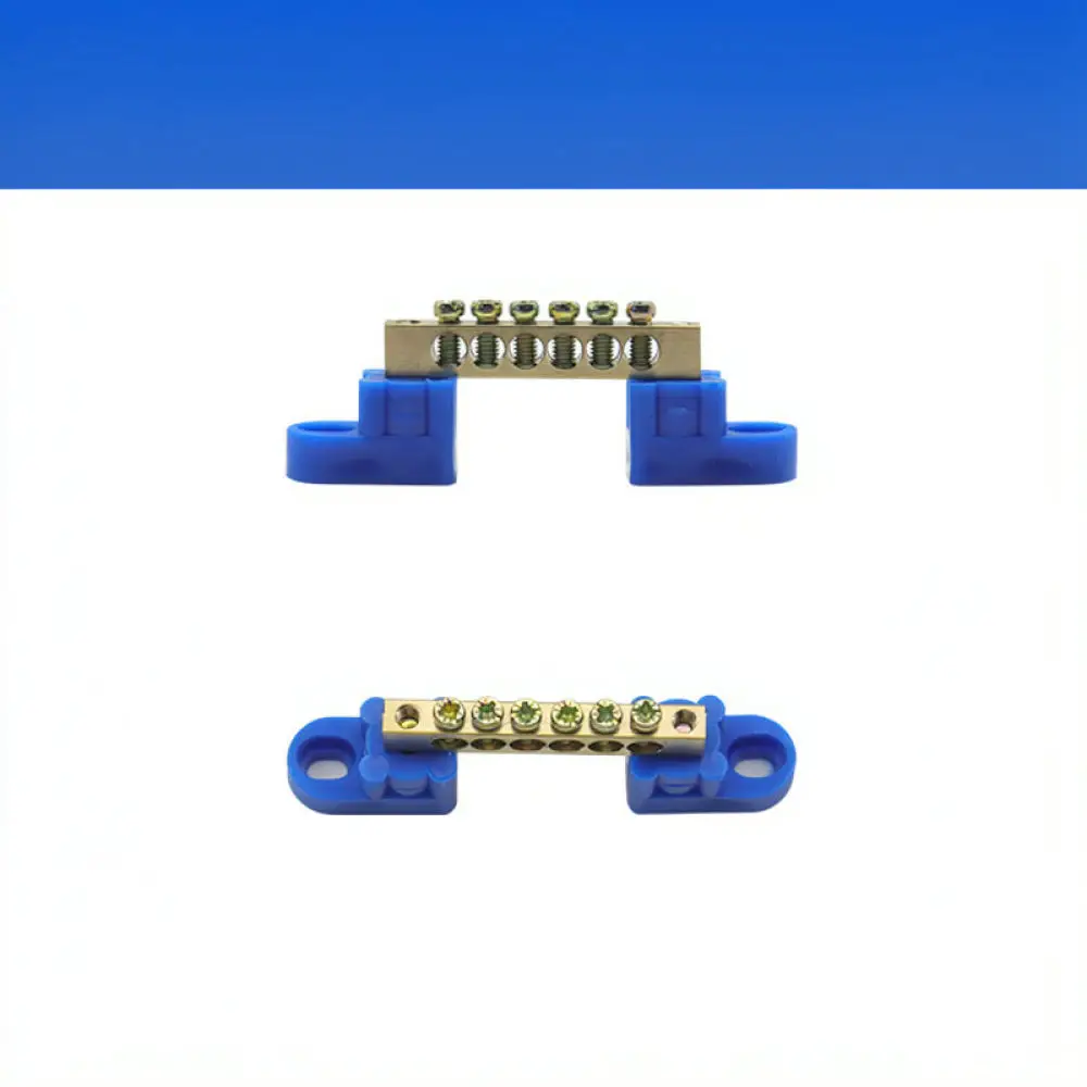For For Kaite Electrical Terminal Block Distribution Box Ground Bar Connector Copper Bridge Strip With Secure Blue Mount