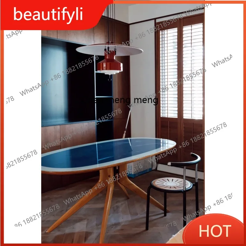 

A139 Итальянская простая столовая, гостиная, овальный обеденный стол из бука, обеденные стулья, домашнее использование