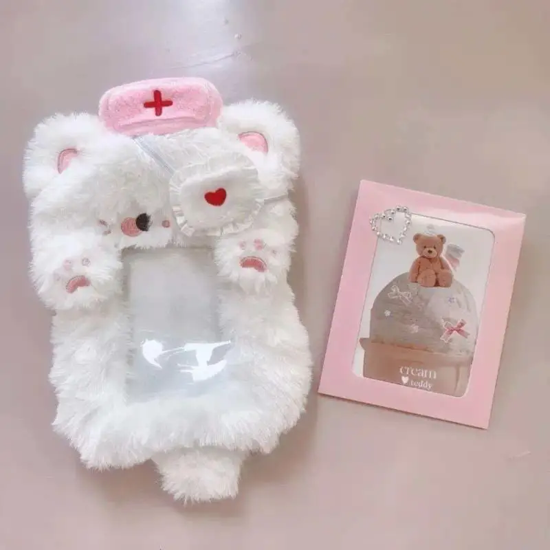 1Pcs Cute Cartoon Nurse Cat Themed Photocard Case Student Card Holder Idol Photos Protective Cover Bag Keychain