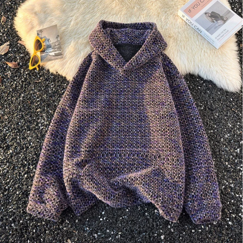 

Роскошная вязаная шапка American Sle, толстовка для мужчин, свободный дизайн высокого уровня, винтажный топ для пар, теплый топ для отдыха на открытом воздухе