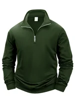 Autumn Men's Zipper Pullover Long Sleeve Sweater Men Warm Slim Casual Turtleneck Mock Neck Pullover Sweatshirts Tops 3