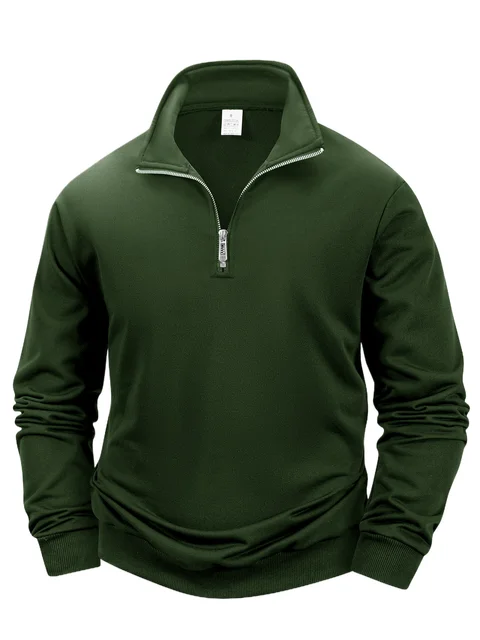 Autumn Men's Zipper Pullover Long Sleeve Sweater Men Warm Slim Casual Turtleneck Mock Neck Pullover Sweatshirts Tops 3