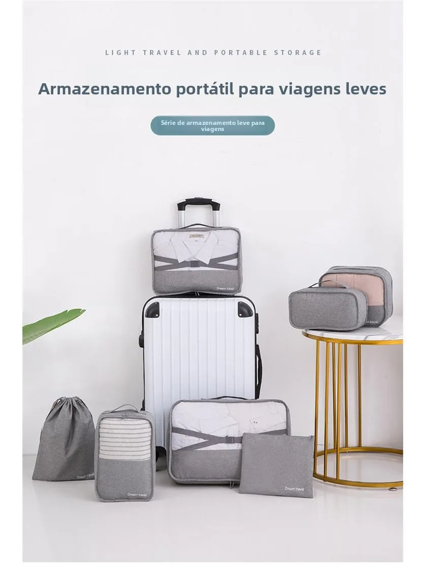 旅行用収納バッグセット-カチオン性荷物衣類収納バッグ-化粧品洗濯用7点収納スーツケースオーガナイザーバッグセット