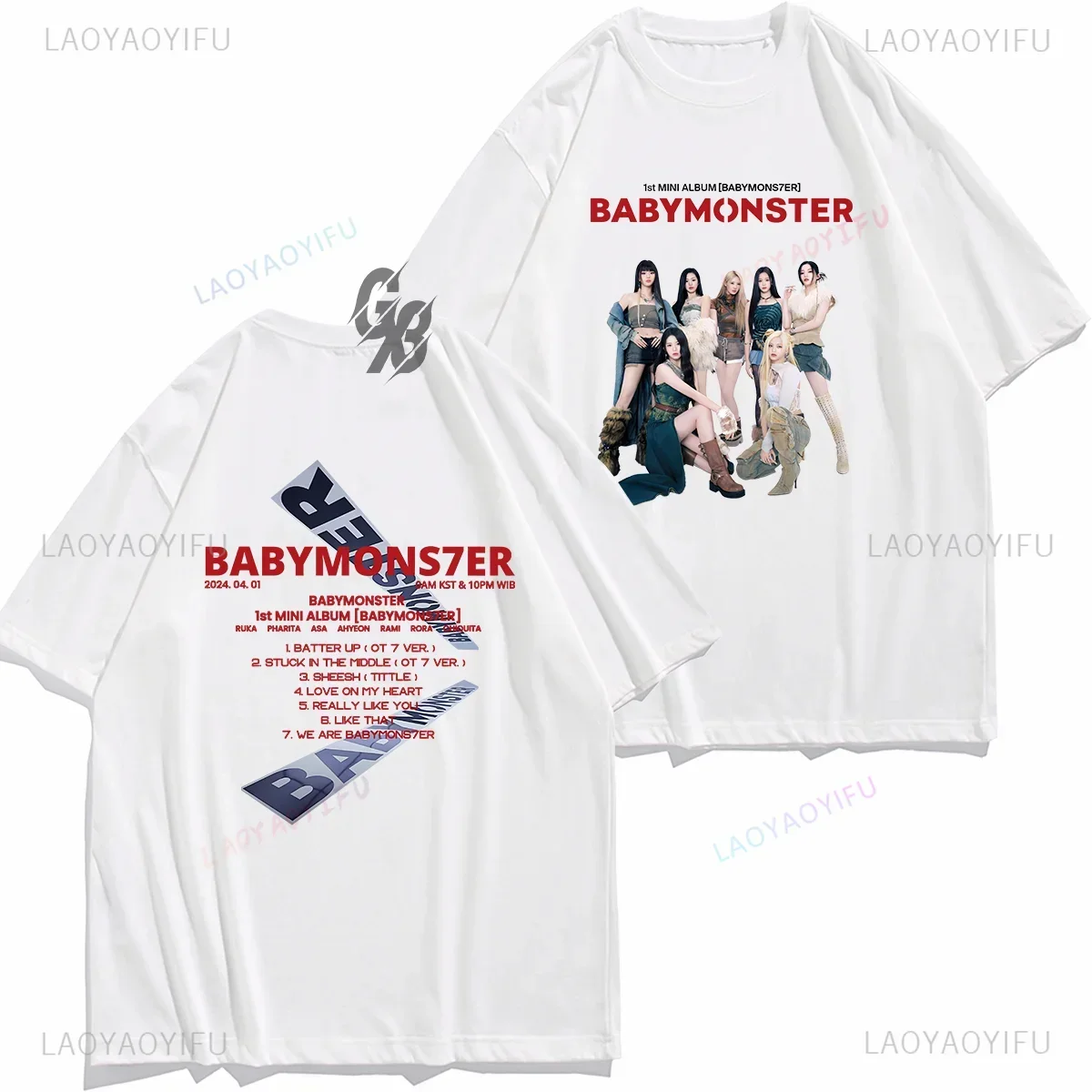 New Trending Babymonster TShirt Babymons7er Print Tops Kpop Hip-hop Girl Group Cool Graphic Cotton Tee Unisex Hipster Streetwear