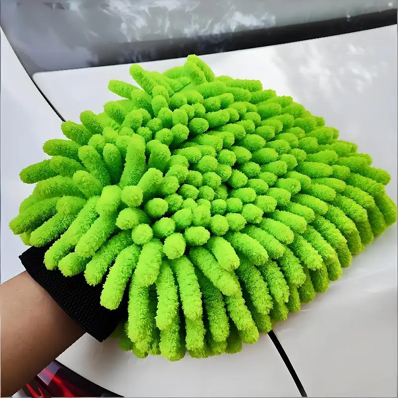 Chenille Car Cleaning Gloves Scratch Resistant Lint Free Fine Fiber Wash Mitts for Car Truck Boat Professional Detailing