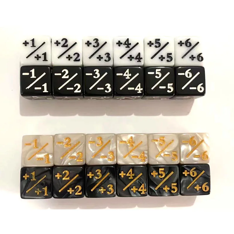 10 Stück 16 mm 6-seitige Würfelzähler + 1/-1 Würfel Kinderspielzeug Zählwürfel für Magic The Gathering Card Gaming Token & Loyalty Toys Geschenk – Detail 4