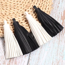 5pcs/lot 60/80mm Pure Color Vintage Leather Tassel Pendants for Bag Clothes Handbag Decoration Trims DIY Handiraft Accessories