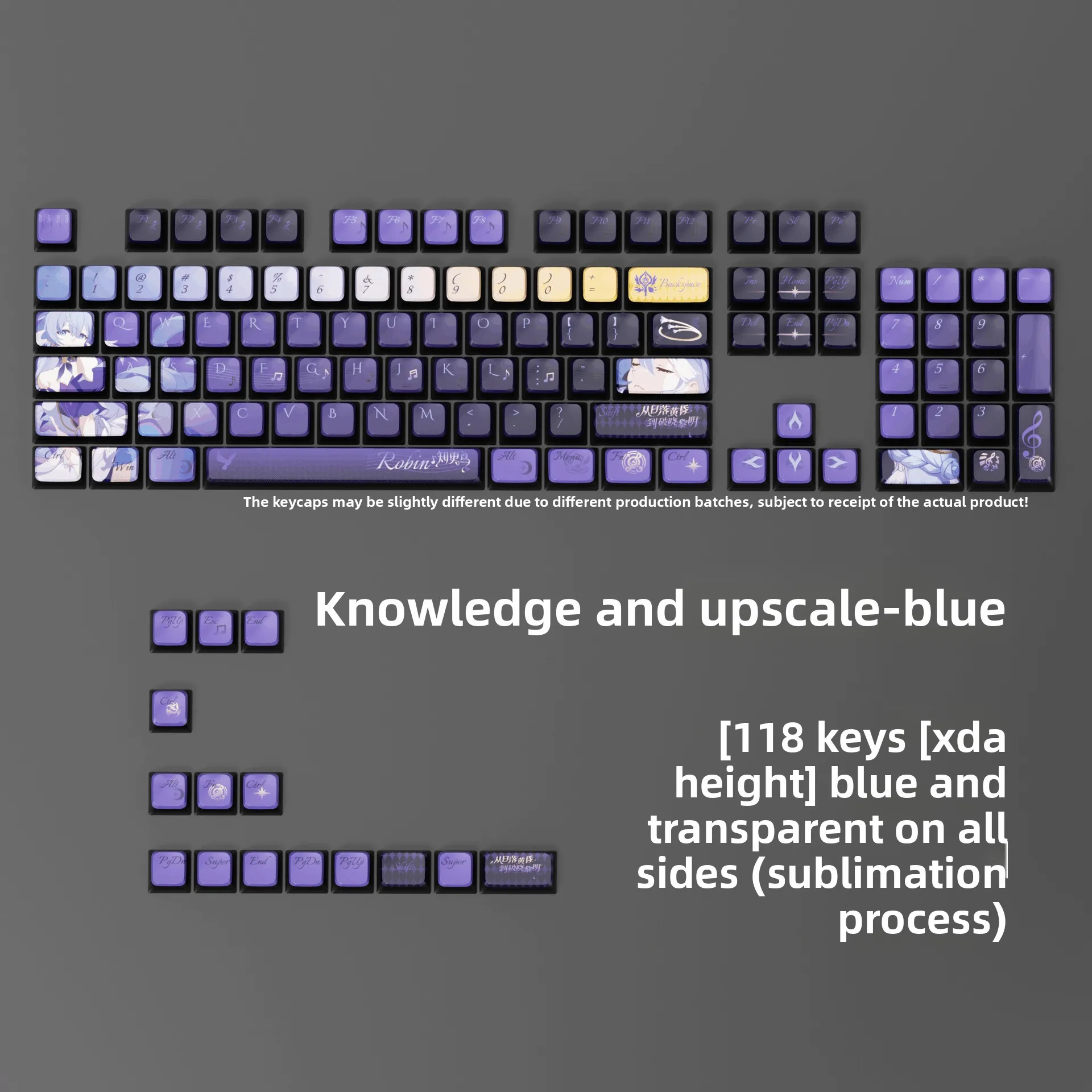 

Honkai: Star Rail‌ Robin Blue Anime-Themed Keycaps for Mechanical Keyboard - SA Profile, Four-Side Translucent
