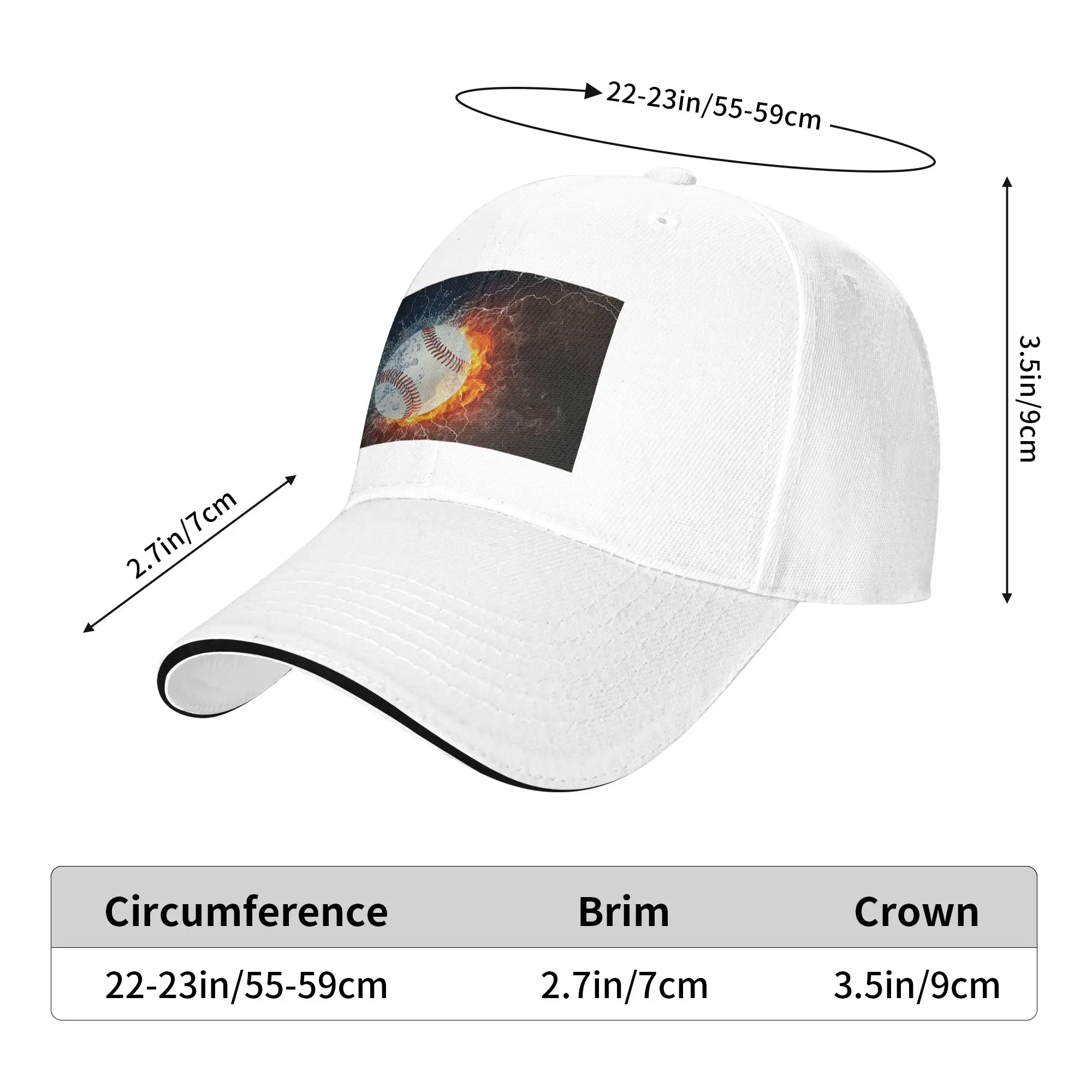Baseball In The Fire And Water Cap Casual Baseball Caps Adjustable Hat Hip Hop Summer Unisex Baseball Hats Customizable