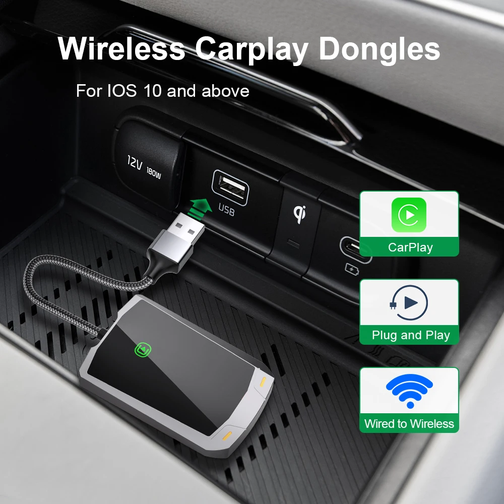 Adaptador carplay sem fio converte com fio para sem fio se encaixa para carros audi toyota mazda nissan chevrolet fácil uso conexão estável