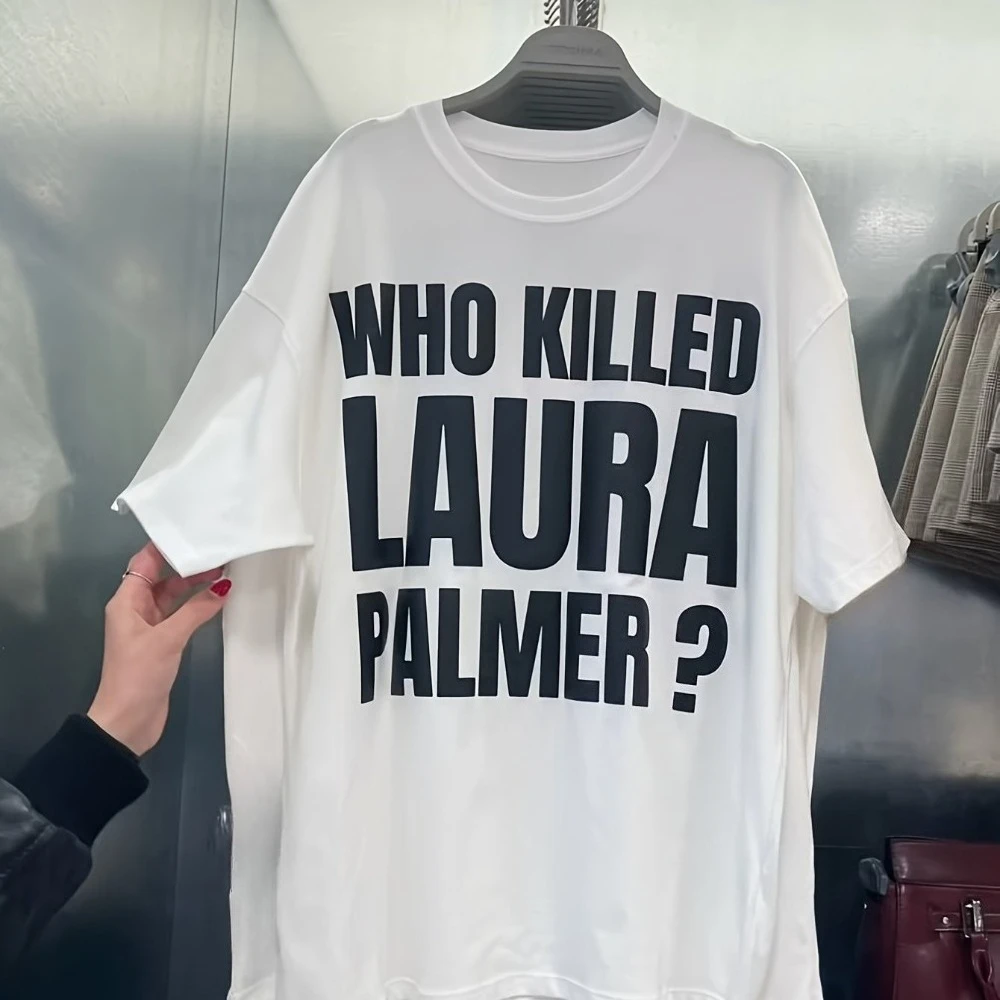 Camiseta unisex del programa de televisión Twin Peaks para hombre ¿Quién mató a Laura Palmer? Camiseta Retro de la serie Mystery de los años 90 para hombre, para verano