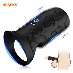 HESEKS Vibrating Penis Sleeve Cock Ring Adult Sex Toys Penis Extender for Men Testicles G Spot Stimulation Penis Ring Vibrator