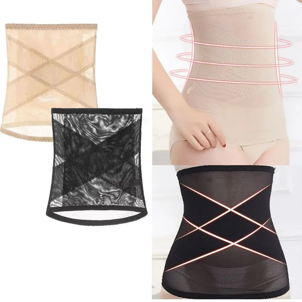 Cross Mesh Girdle for Waist Shaping Women Crossover Abdominal Shaping Bandage Band Invisible Elasticity Waist Slimming Girdle