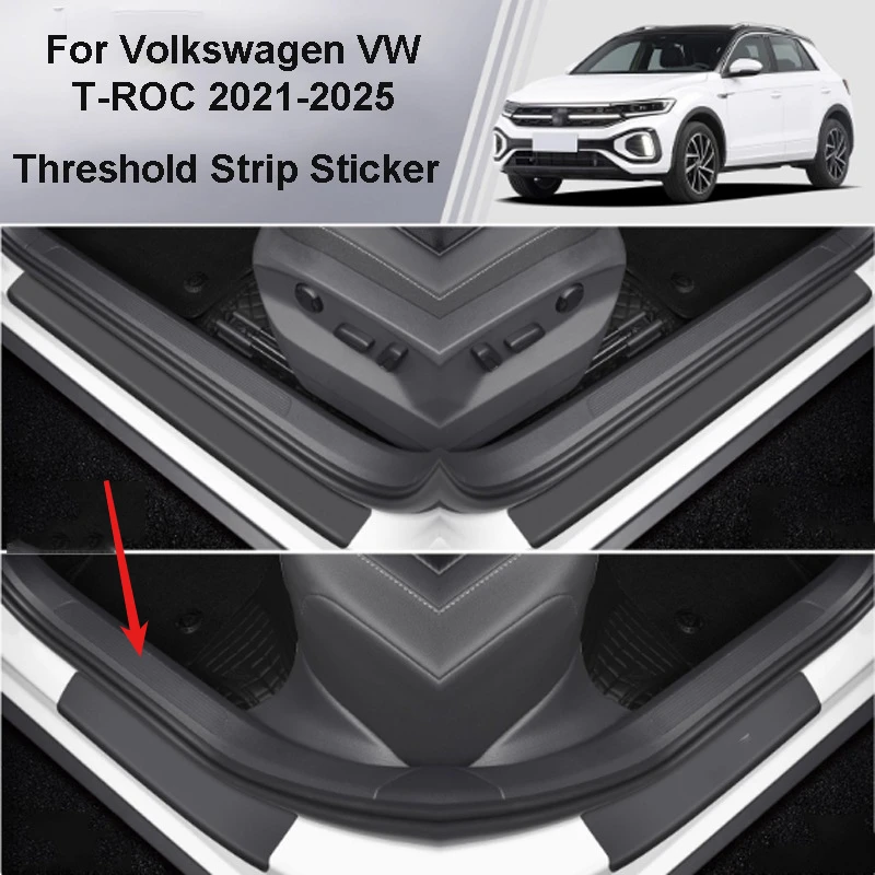 

For Volkswagen VW T-ROC 2018-2025 Car Threshold strip scratch resistant welcome pedal protection sticker anti kick pad accessory