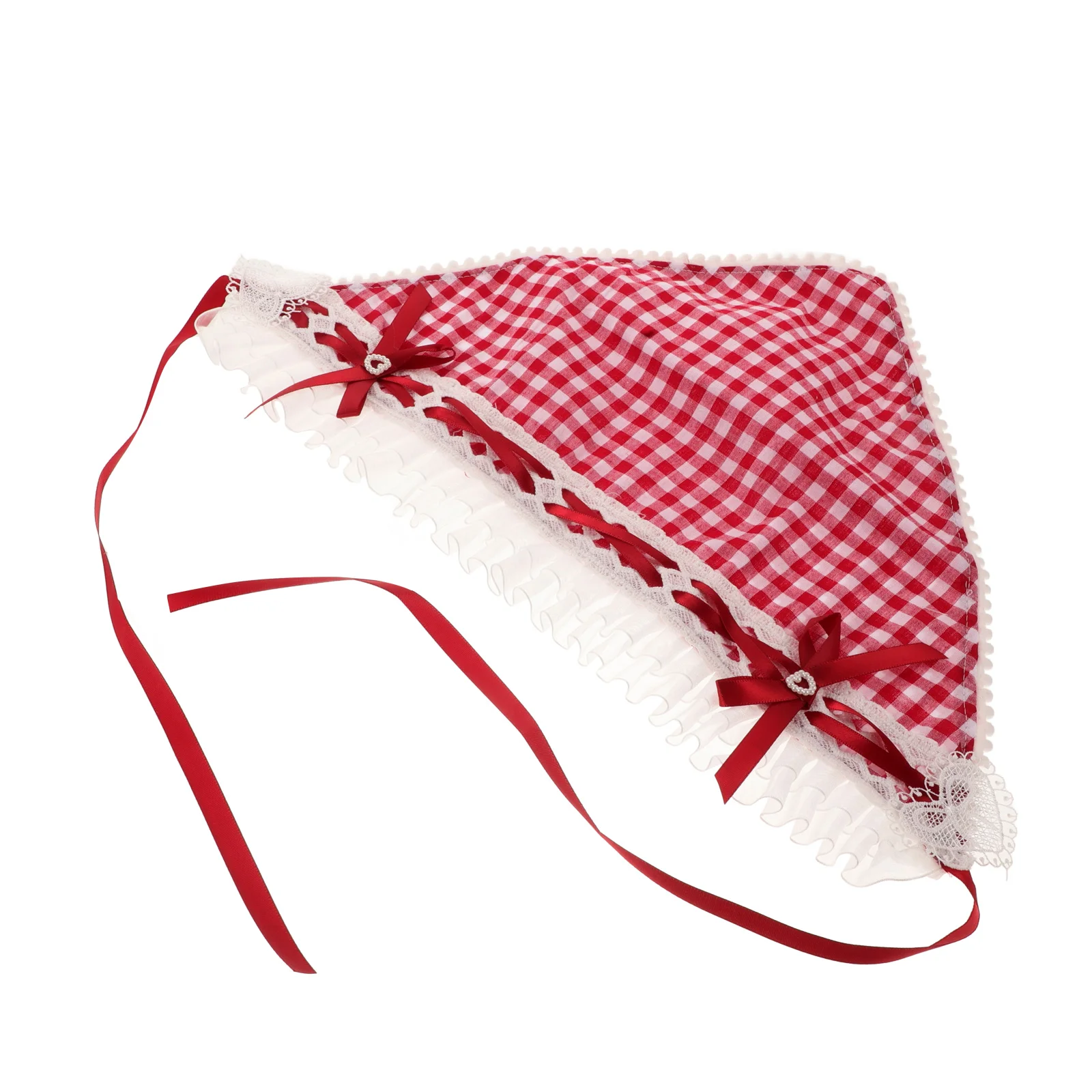 

Lace Trimmed Triangle Headscarf Bandana Hair Tie Women Silk Red Cloth Crochet Cute Style Photoshoot Vacation Outfits