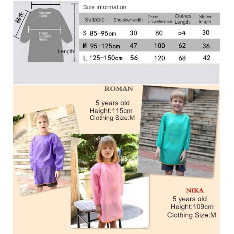 Baby Boys Girls Feeding Bibs Long Sleeve Apron Waterproof for Kids School Painting Drawing Children DIY Art Scraft Smock