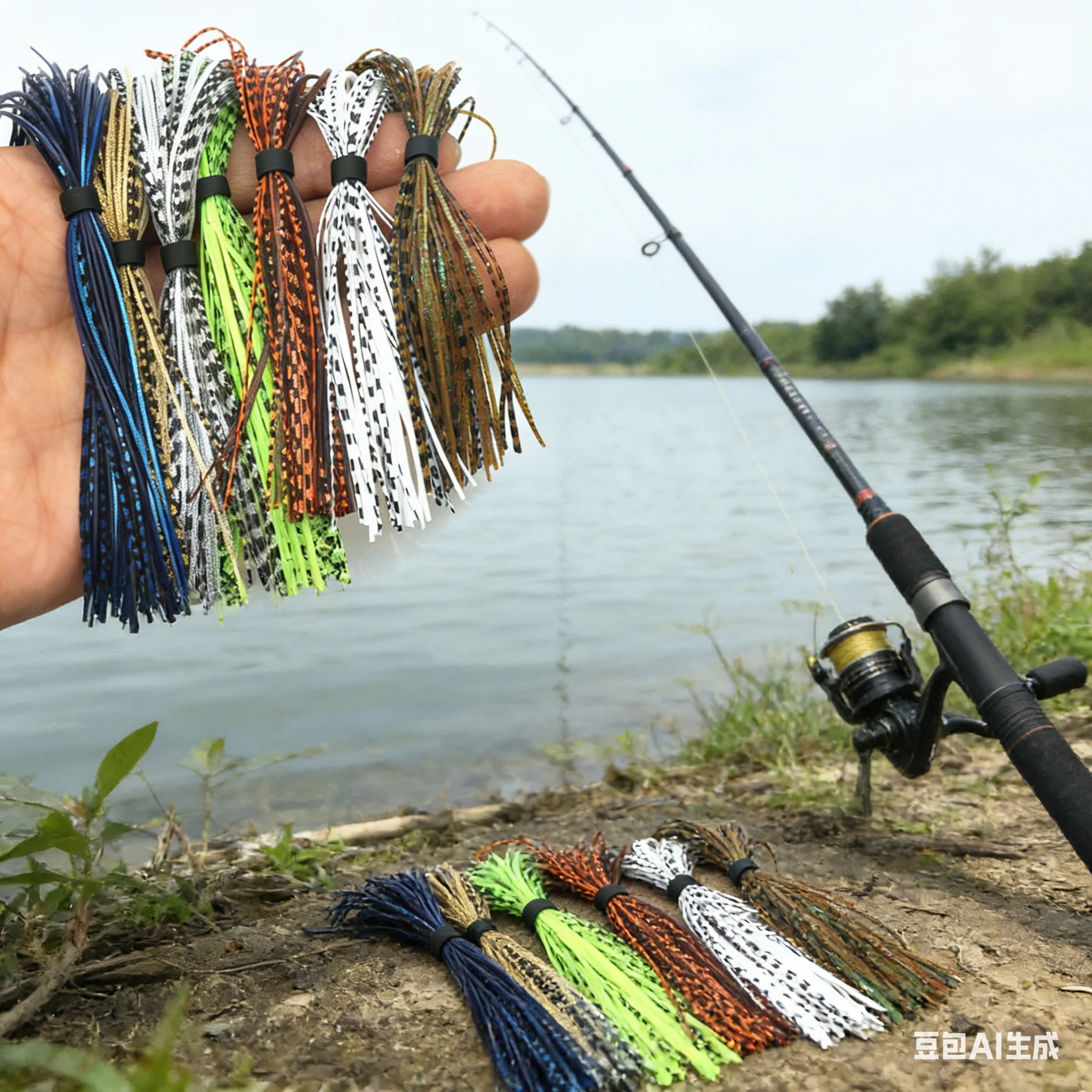 

7pcs Wire Artificial Lure 127mm Rubber Ribbon Skirts Composite Lure Spinners Sequin With Bearded Hook For Trout Bass Lure Parts