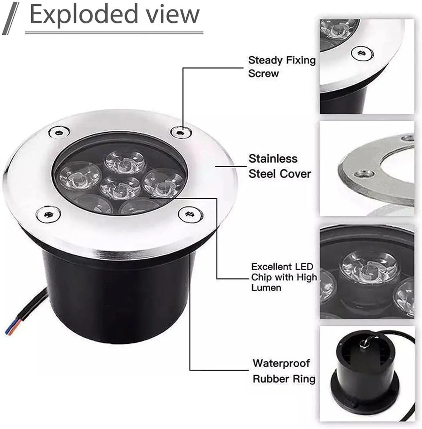 

6 Вт светодиодное ландшафтное освещение, низкое напряжение, 12 В, 24 В, наземные фонари, ярко-белый, IP67, прожектор для подъездной дороги, патио, двора (упаковка из 6 шт.)