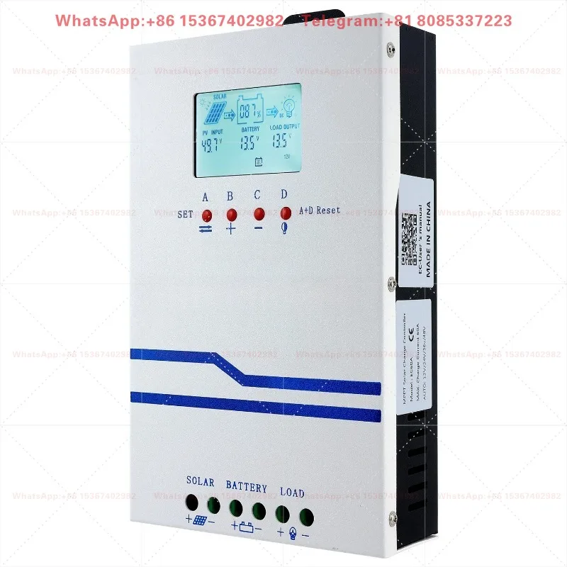 Solar Charge Controller 60A 12V 24V 36V 48V Automatic Voltage Identification Supports Multiple Types of Batteries Systems