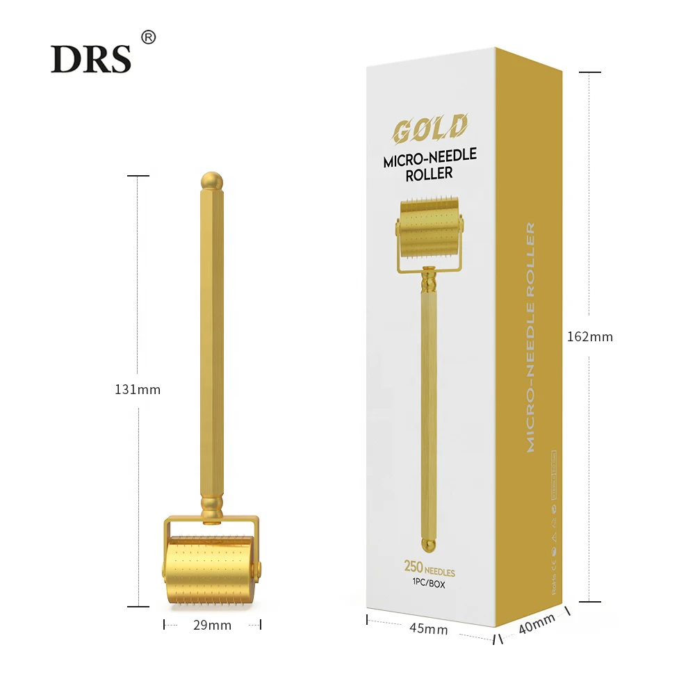 

Top Derma Roller Luxurious 24k Gold Titanium 250 Microneedle Roller Hair Growth Skincare Tool By Dr.pen