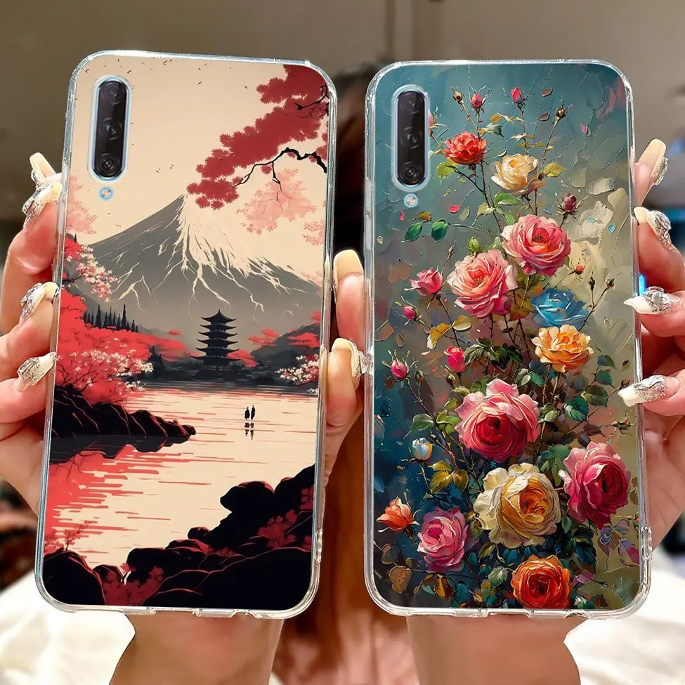 واضح لهواوي Y9s حافظة غطاء لطيف موضة الزهور مضحك رسمت الغطاء الخلفي ل Y9s هواوي STK-L22 STK-L21 STK-LX3 جراب هاتف