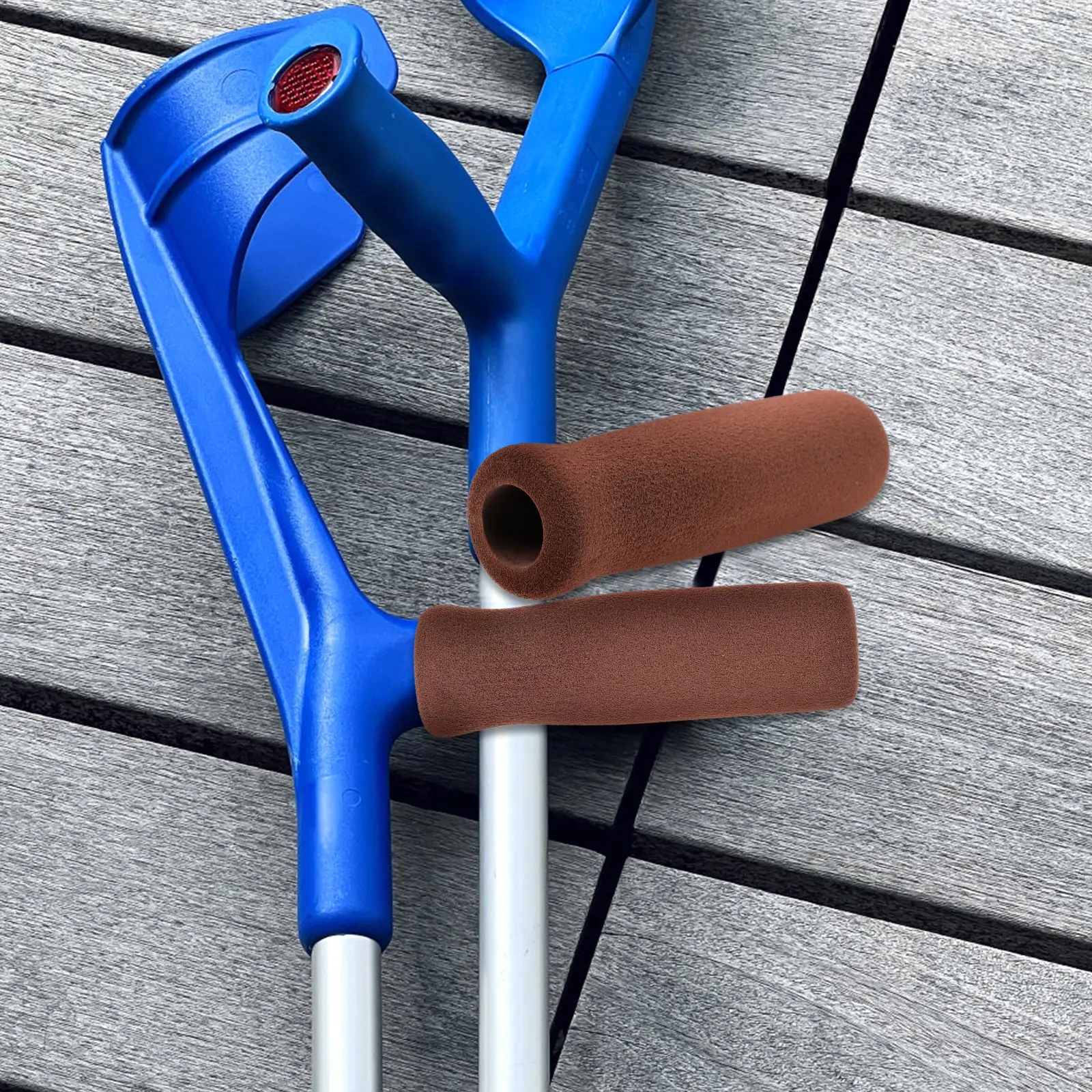 

2Pcs Crutch Handle Grips Walking Cane Handle Wraps Nonslip Thicken Finger Contour Design Lightweight Easy Install for Elderly