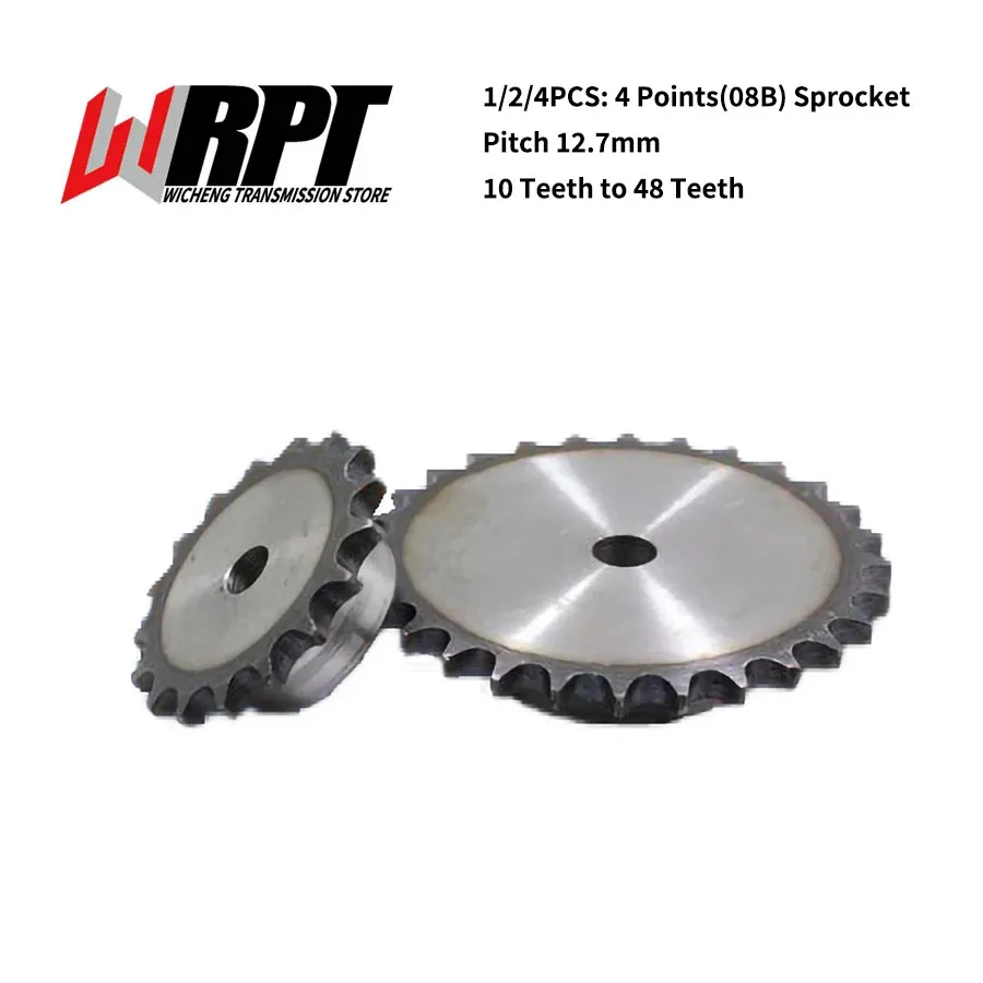 4 Point 08B Sprocket 10T 12T 15T 20T 25T 30T 32T 42T 48T Teeth Craft Hole Tooth Surface Quenching Pitch 12.7mm CNC Transmission