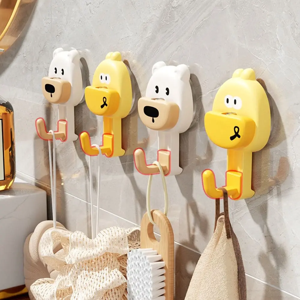 

Durable No-Punch Suction Cup Hook Organizer Multifunctional Storage Rack Duck/Bear Wall Mounted Hanger for Home Decor