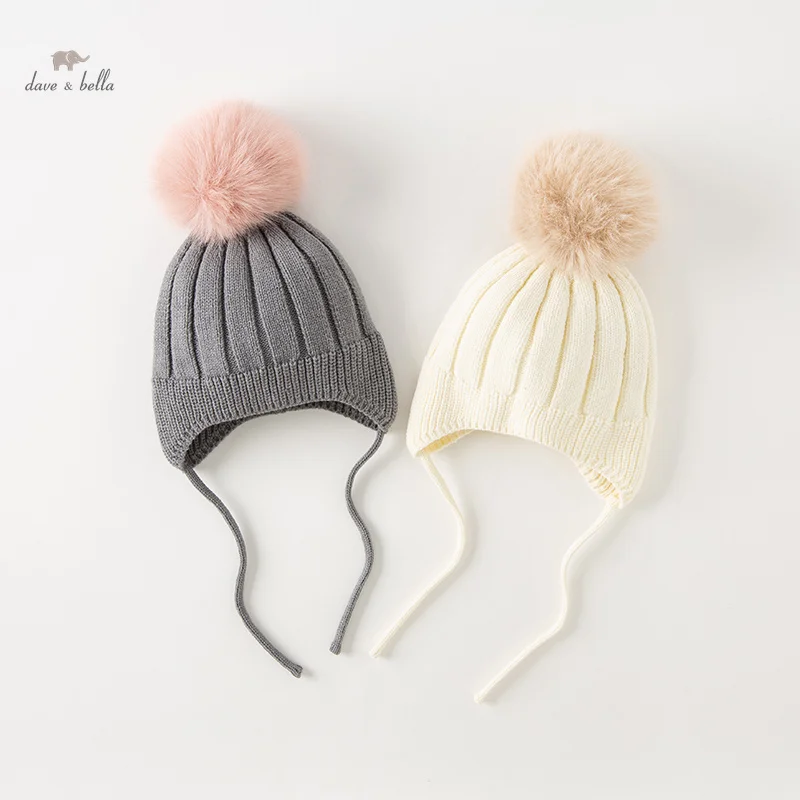 Dave Bella Winter Warm Hat For Kids Boy Girl Earflap Beanie Children Fashion Hat With Pompom Baby DB4237753