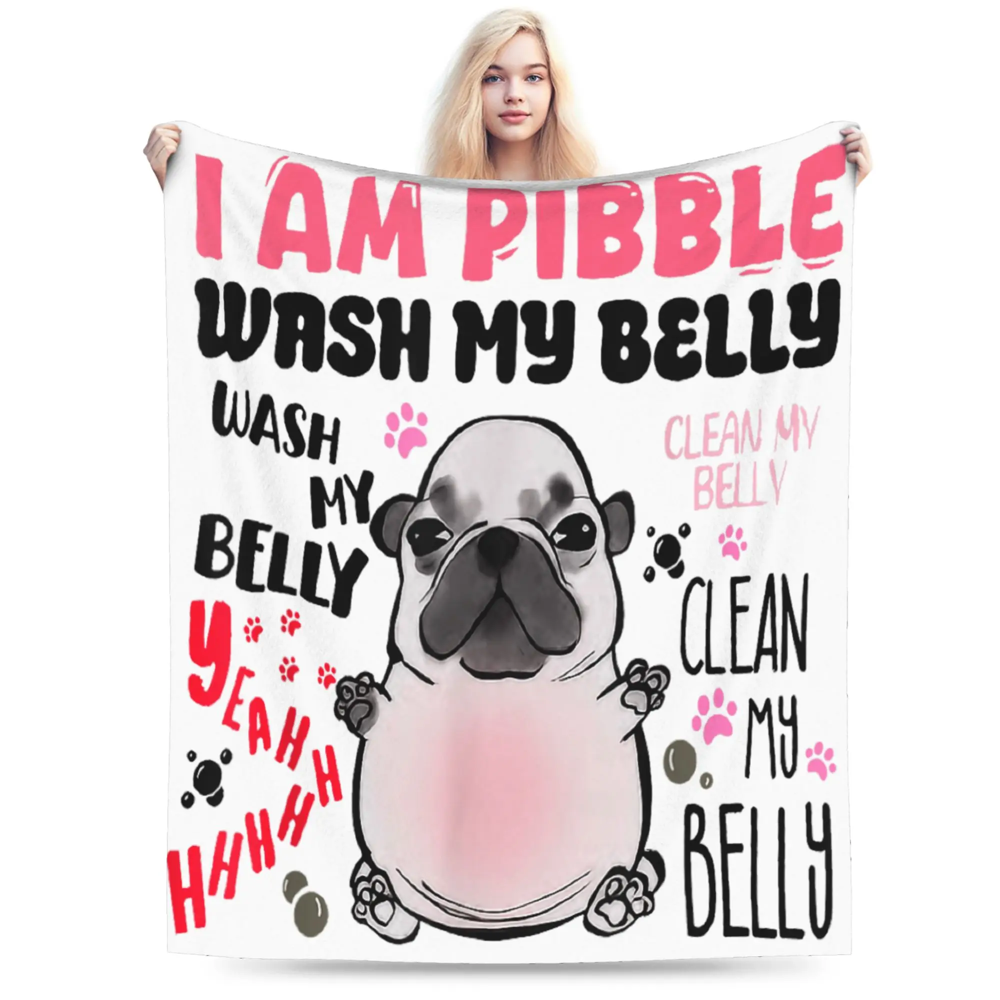 أنا Pibble غسل بلدي البطن البطانيات المرجان الصوف أفخم ميمي مضحك الكلب الدماغ الدافئة رمي بطانية لسيارة أريكة الأريكة المفرش