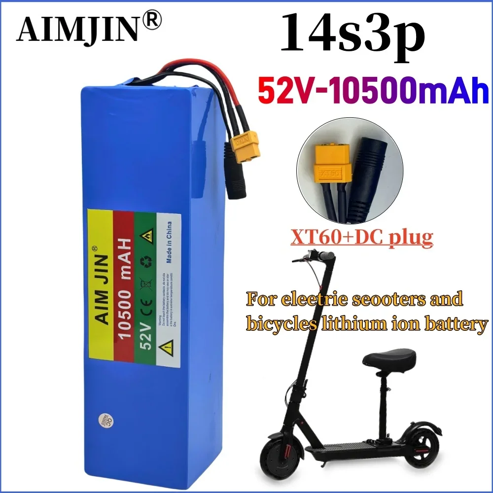 

100% New 52V 10500mAh 14S3P 18650 Lithium Battery Pack Large capacity 1500W With BMS for Balance Cars Electric Scooters