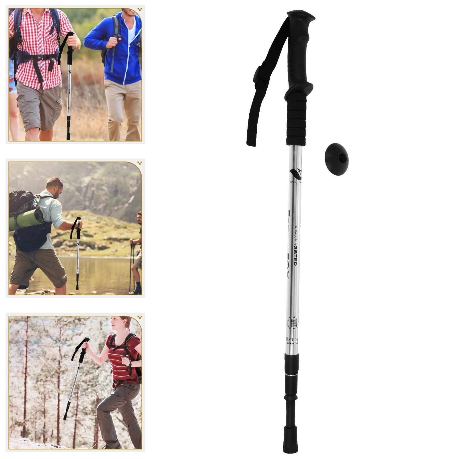 

Outdoor Telescoping Hiking Poles Foldable Adjustable Lightweight Aluminum Walking Stick Shock Absorption Grip Trekking Sticks