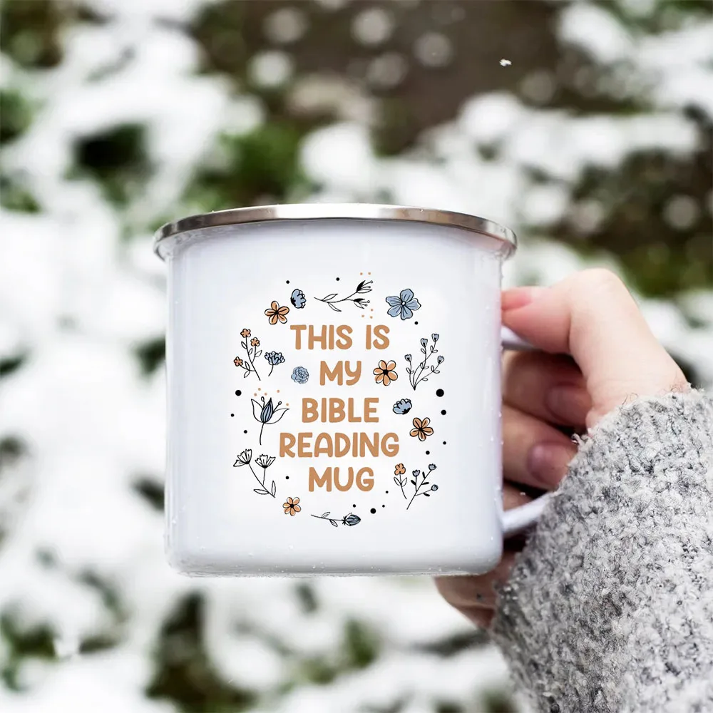 Christian Creative Enamel Coffee Tea Mugs for Women Home Office Breakfast Dessert Milk Cocoa Cups Mother\'s Day Christian Gifts
