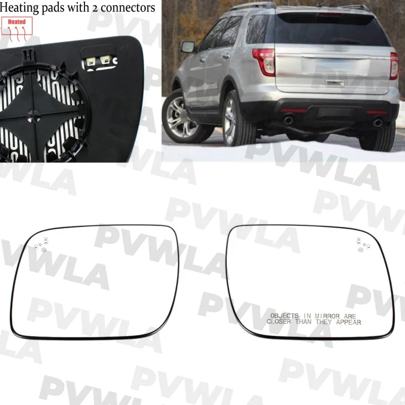 For Ford Explorer 2011 2012 2013 2014 2015 2016 2017 Pair Left & Right Side Heated Blind Spot Mirror Glass with metal plate