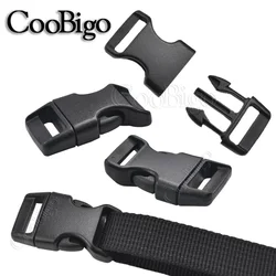 10 pcs Quick Side Release Buckle Clip for Paracord Bracelet Outdoor Backpack Bag Strap 10mm 15mm 20mm 25mm Plastic Black Curved