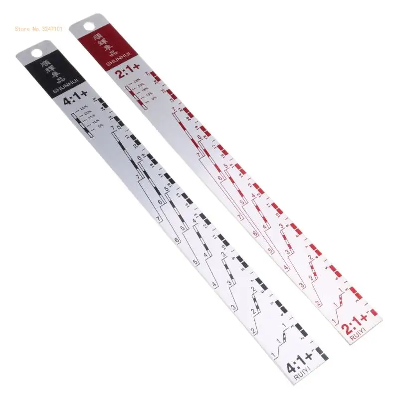 Standard Paint Ruler Paint Ratio Ruler Suitable for Cars Paint Tools Black/R-ed Dropship