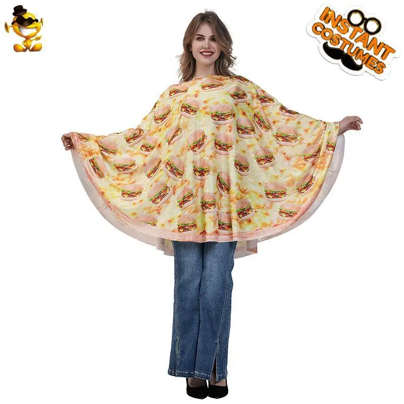 رداء برغر للبالغين من loween زي مضحك لأداء المسرح زي لعب كوس ملابس أداء مادة البولي يوريثان عبر الحدود