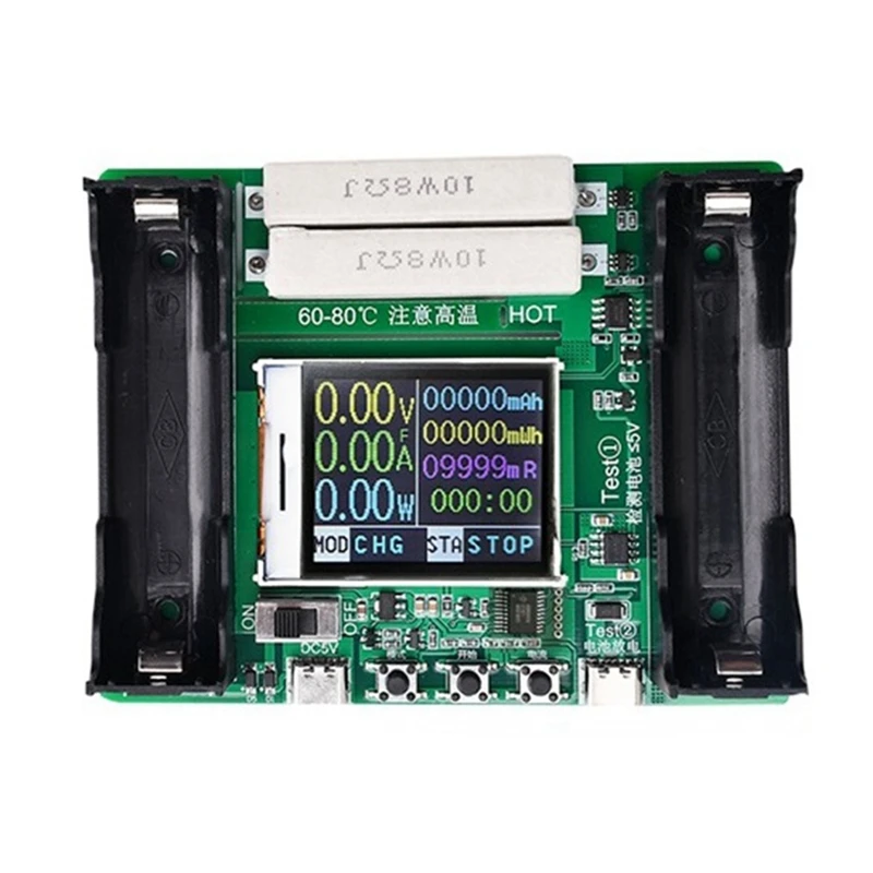 ABGR-5V 18650 display lcd módulo detector de testador de capacidade da bateria de lítio com função de descarga de carregamento porta tipo-c