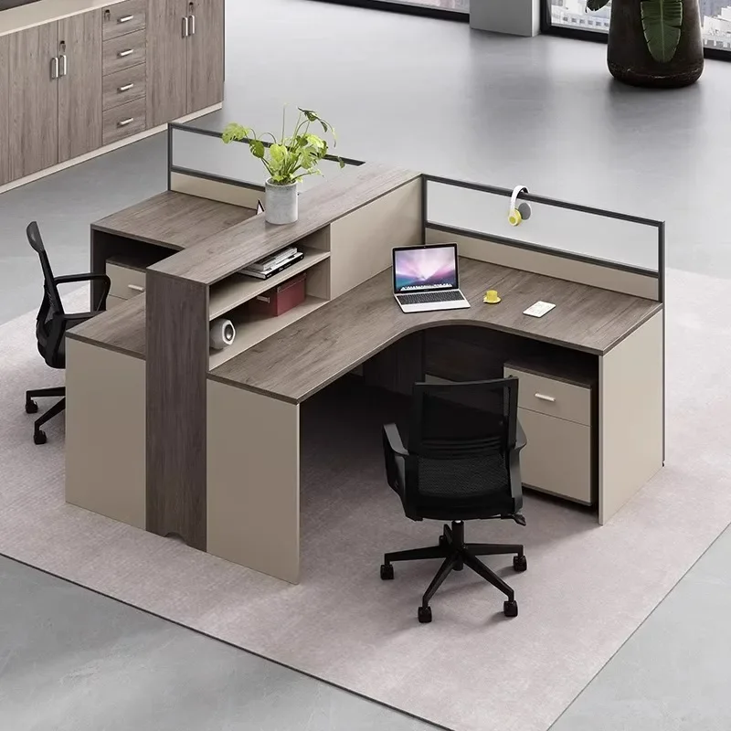 Staff desk Double 4-person cross-shaped screen Staff table and chair combination Modern four-6-person card seat Financial table