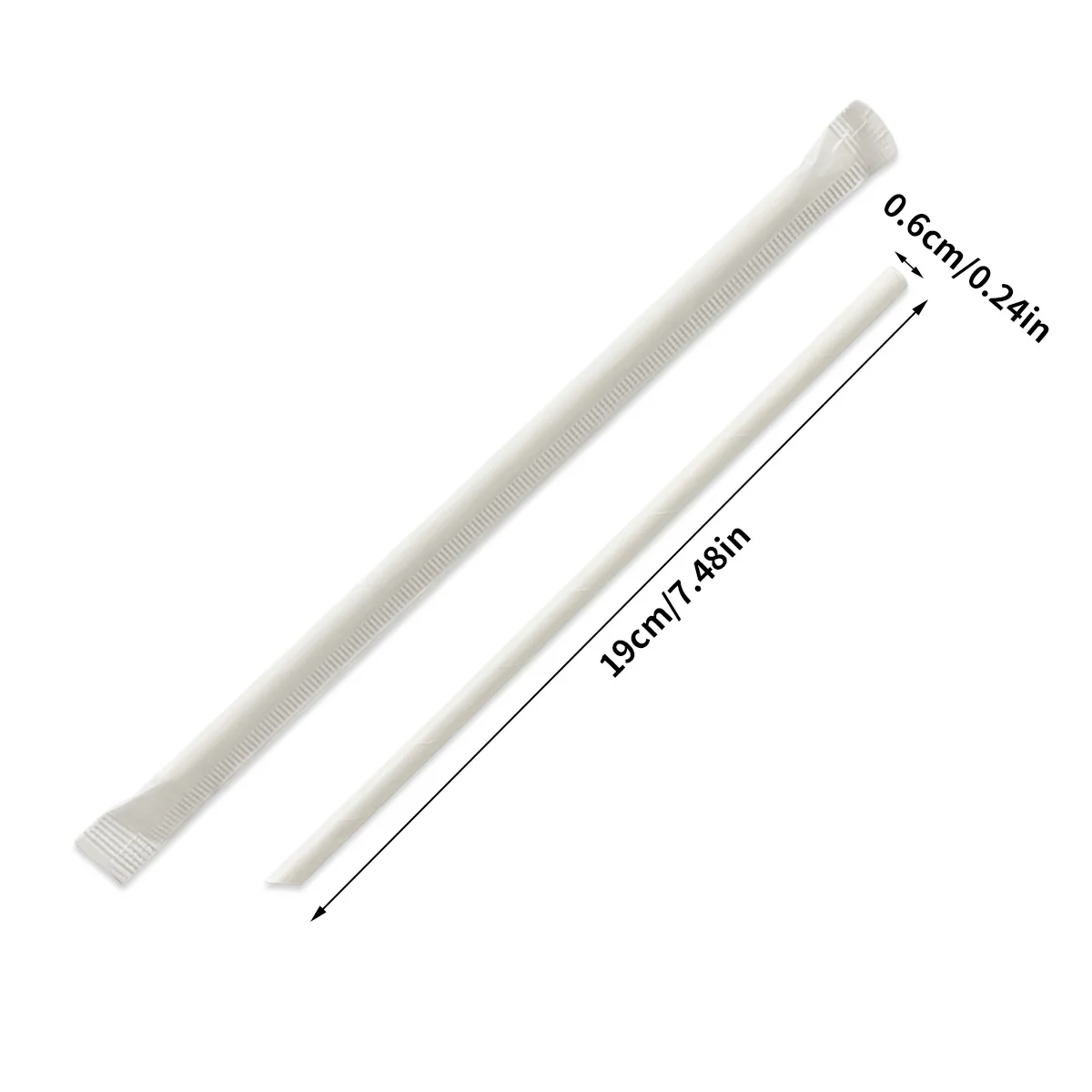 200PCS-Disposable Paper Straws-6*190mm-Individually Packed with Slanted Mouth-Perfect for restaurants, weddings, parties, desser