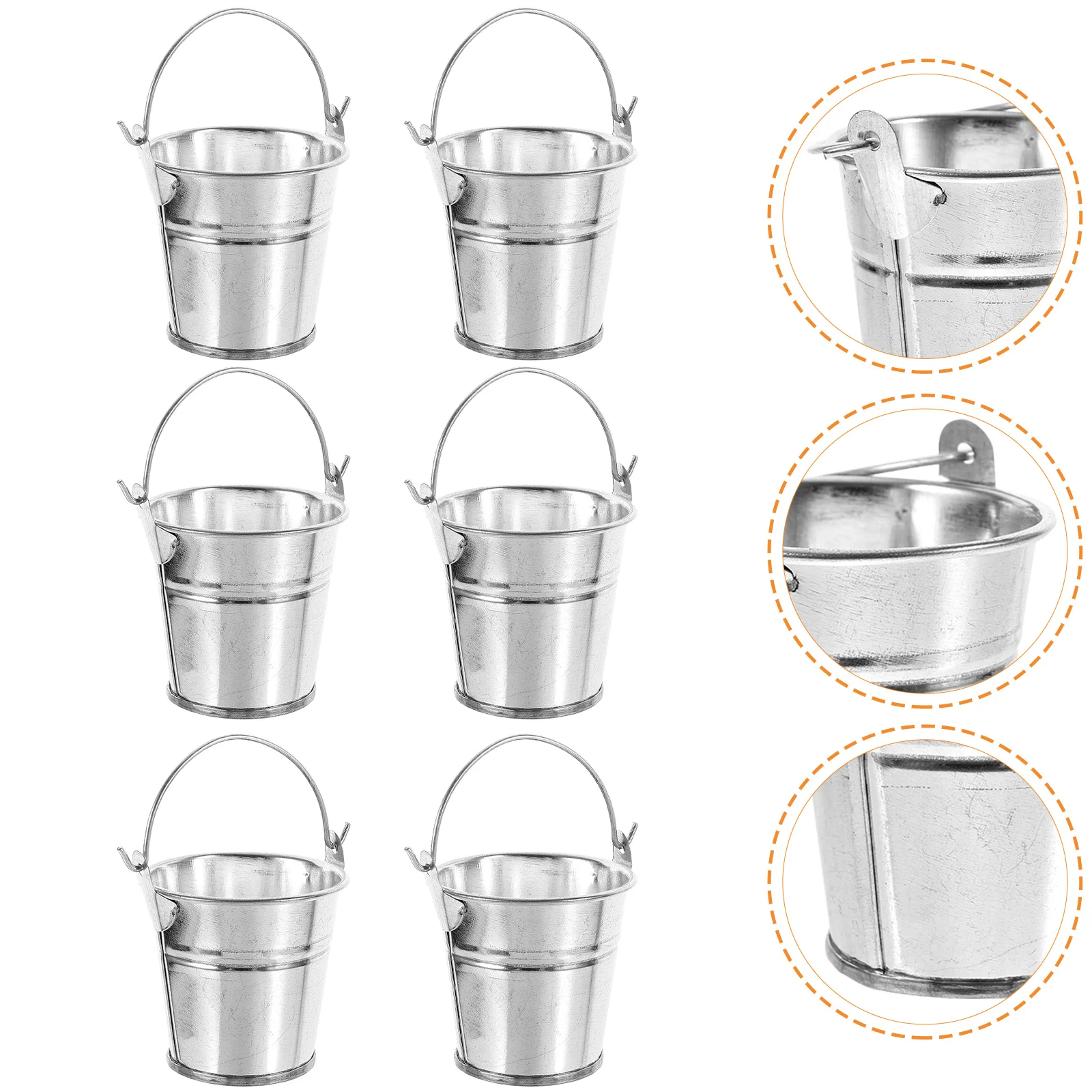 6 Pcs Miniature House Decoration Metal Buckets Accessory Toy Flowerpot Gardening Iron