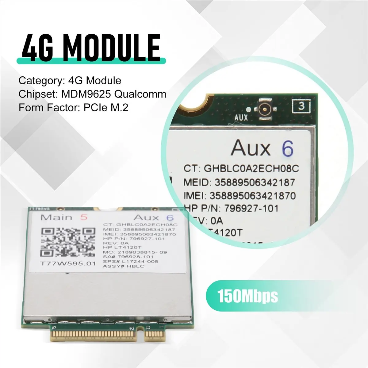 A10I Lt4120 X5 LTE T77W595 796928-001 4G WWAN M.2 150Mbps LTE Modem for Elite X2 840 850 G3 640 650 645