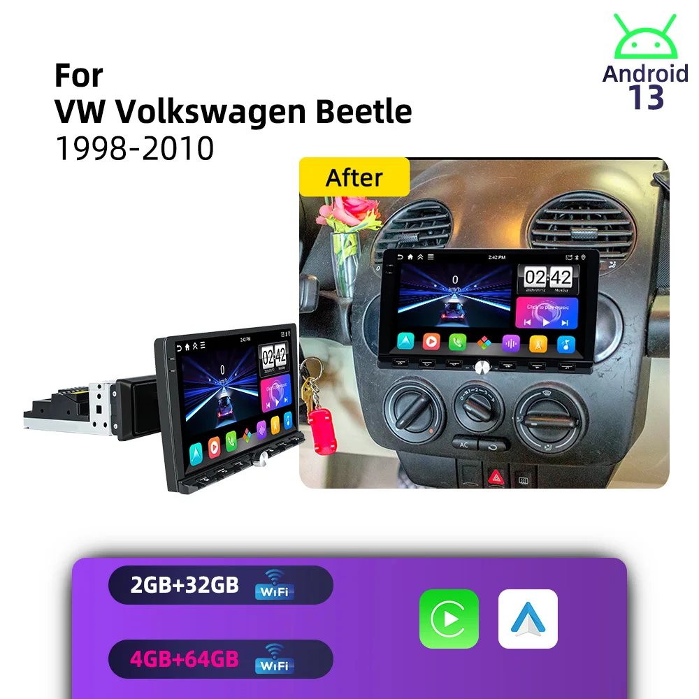 Car Multimedia for VW Volkswagen Beetle 1998-2010 Android 1Din Car Stereo Autoradio Radio Head Unit 9