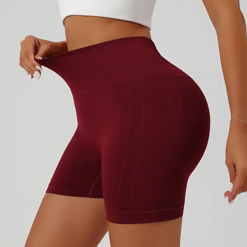 European and American Seamless Three Part Sports Yoga Shorts Peach Hip Lifting Sports Pants Abdominal Compression Fitness Pants