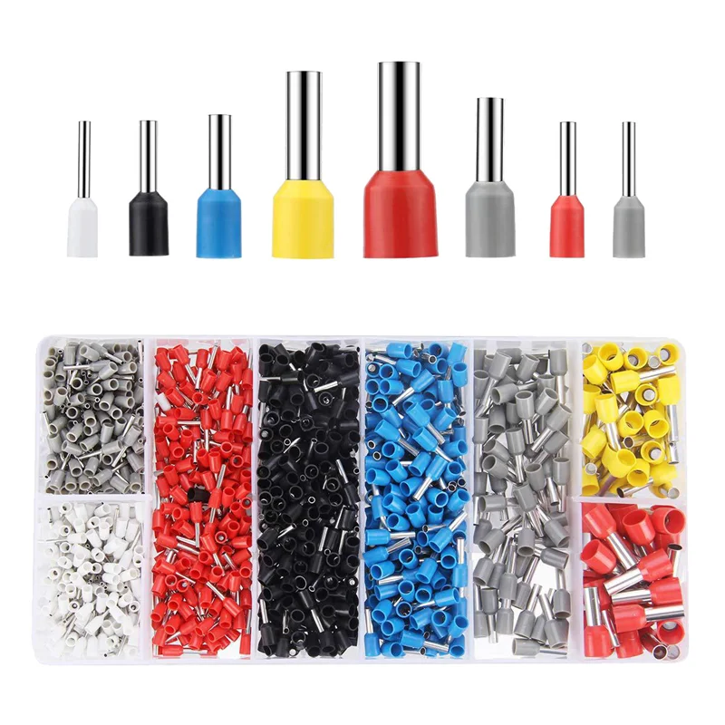 Wire Ferrules Connector Terminals Kit 1200PCS Assortment Ferrule Wire Connector Kit Insulated Cord Pin End