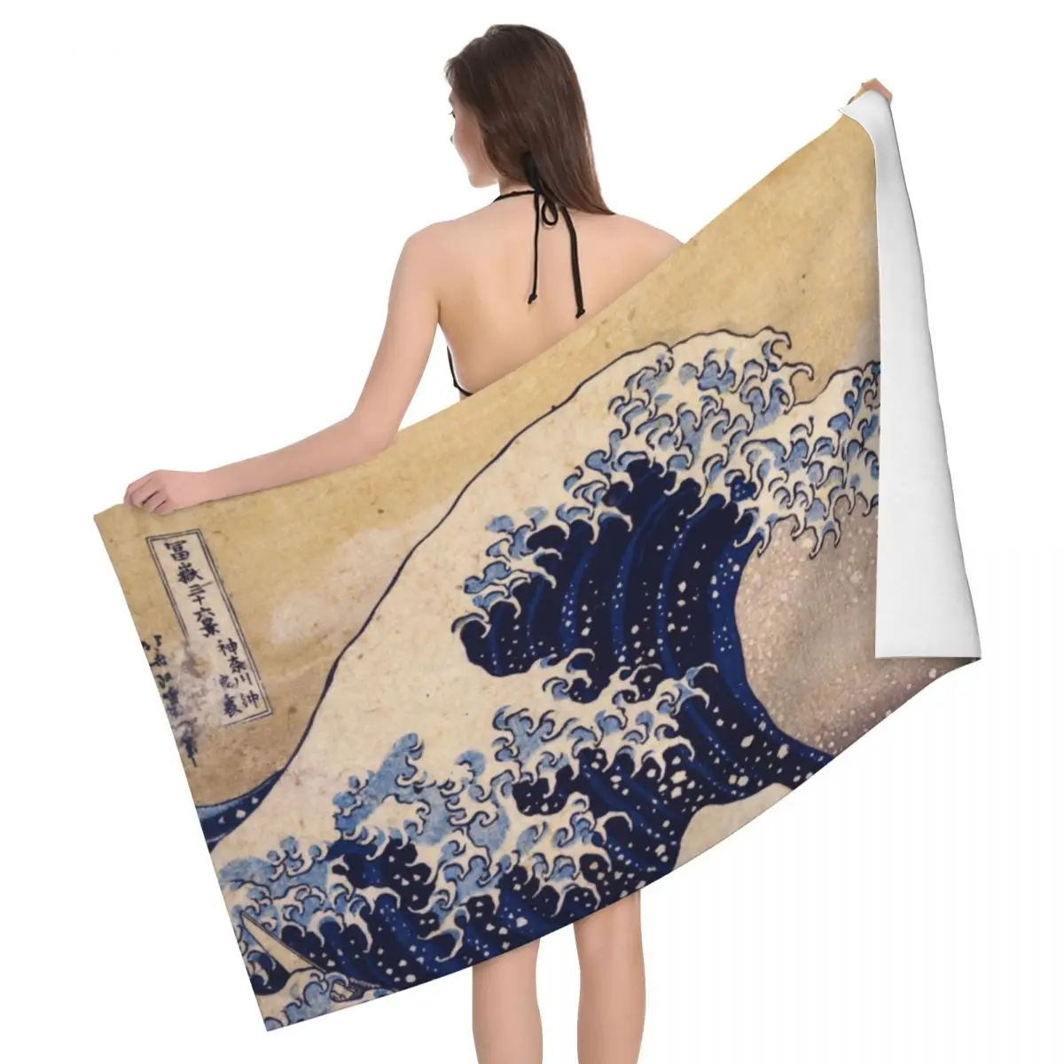 Customized The Great Wave Off Kanagawa Bath Beach Towel Microfiber Katsushika Hokusai Shower Sports Yoga Towels